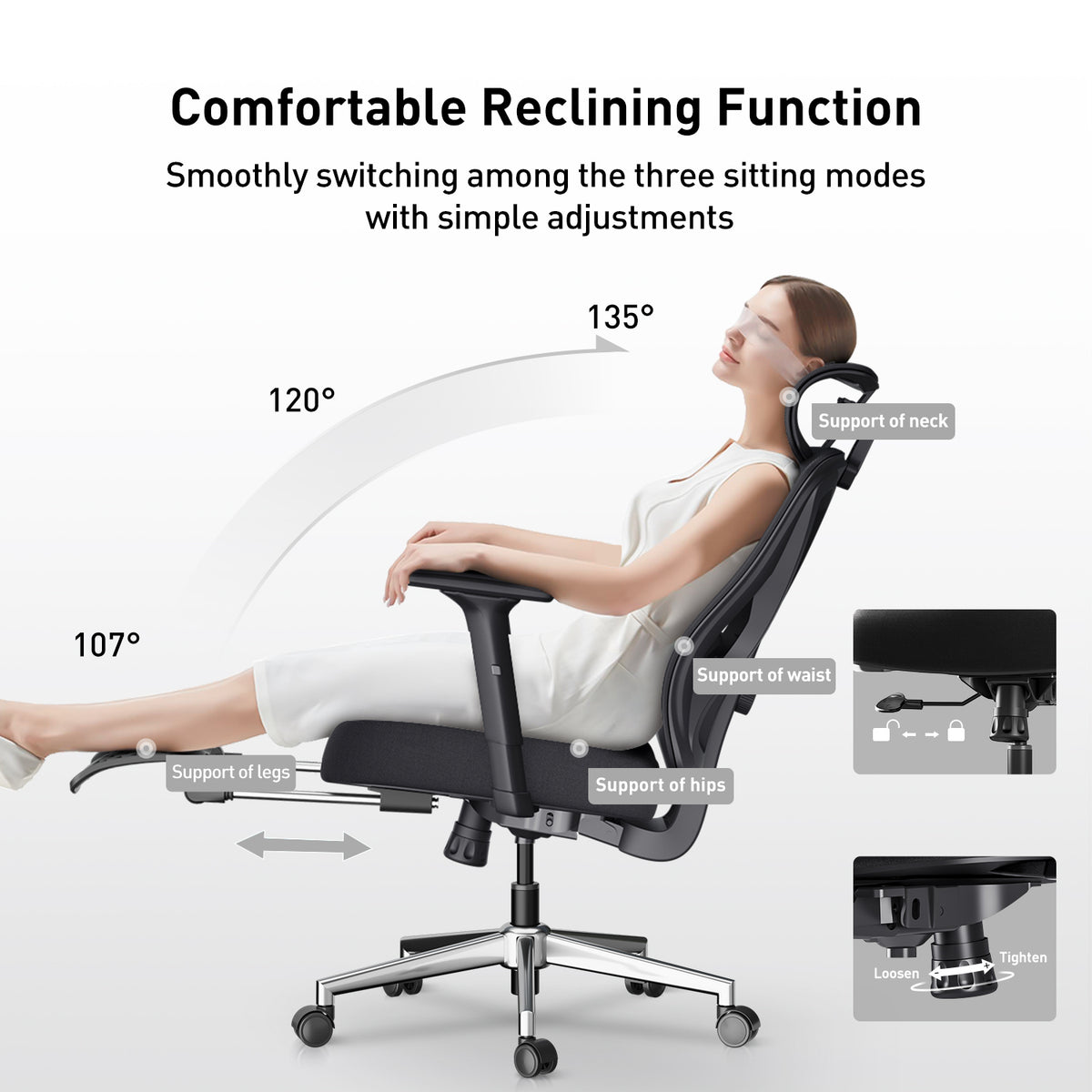 HBADA P5 Ergonomic Office Chair with Footrest